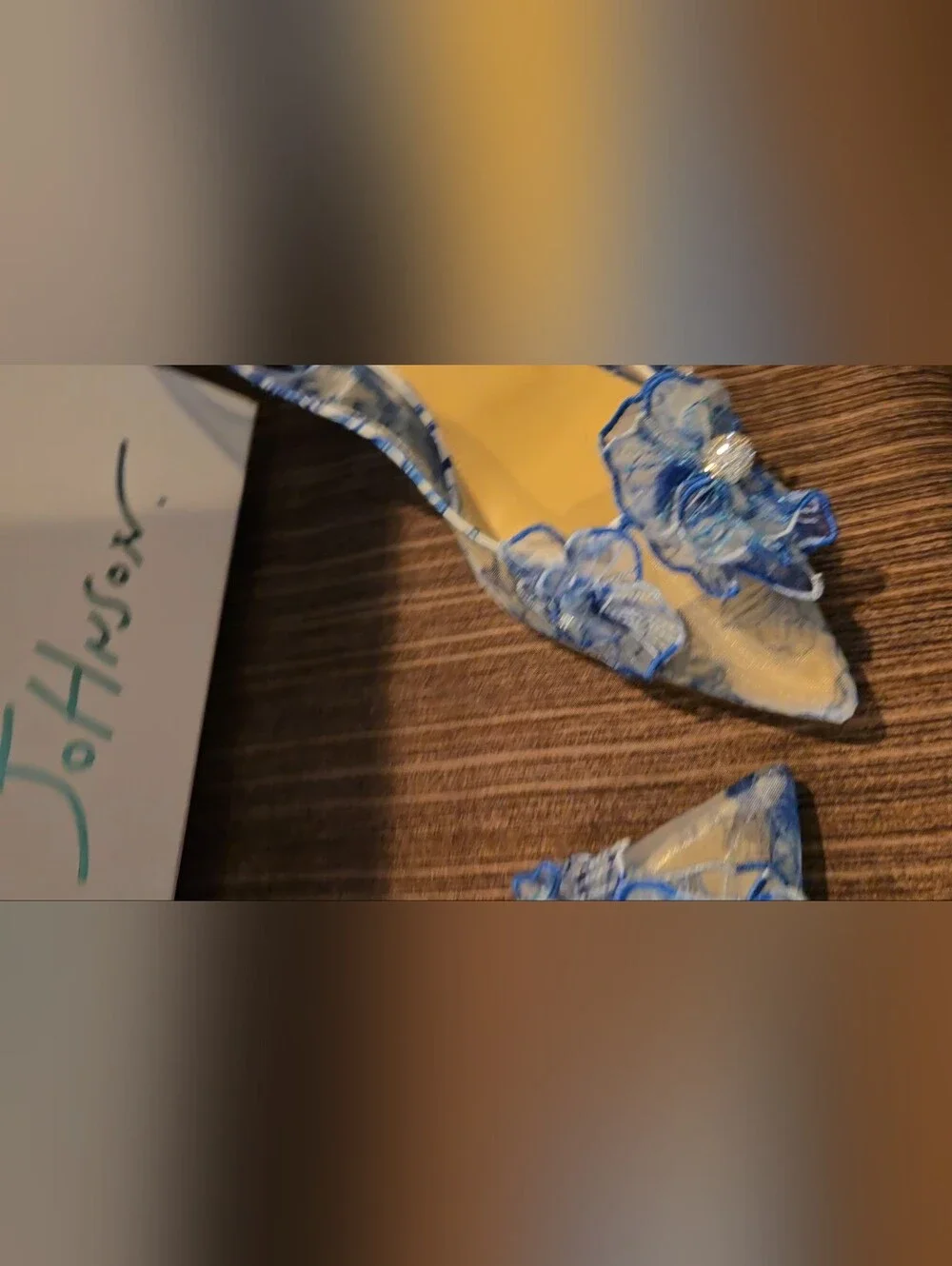 NWT Betsey Johnson Petra WHT/BLU FLORALEmbellished Slingback Heels, Size 9.5 - Picture 16 of 16